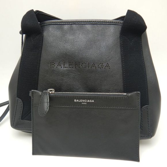 Balenciaga Navy Cabas XS Tote Bag Canvas Leather Black - Picture 5 of 8